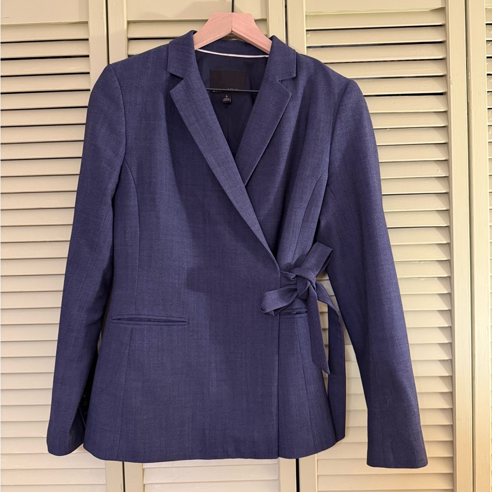 Banana Republic Blue Side Tie Wool Blazer